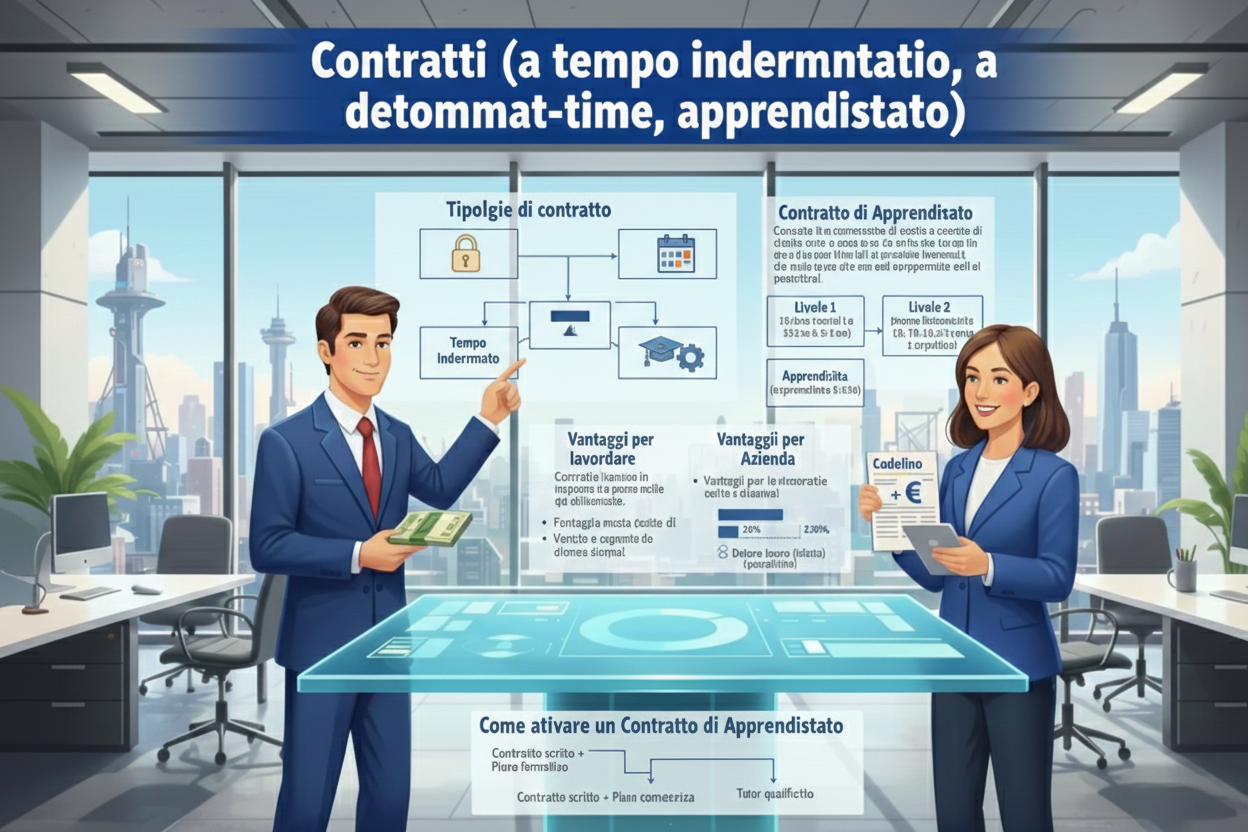 Contratti (a tempo indeterminato, a tempo determinato, part-time, apprendistato)