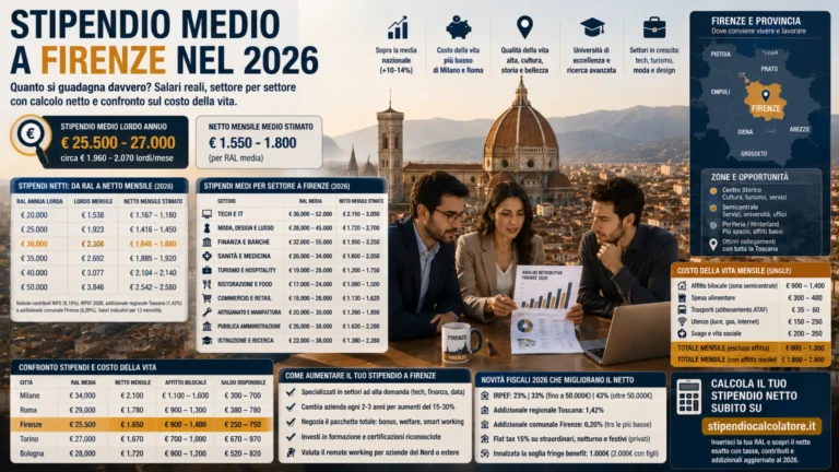 Stipendio Medio a Firenze nel 2026