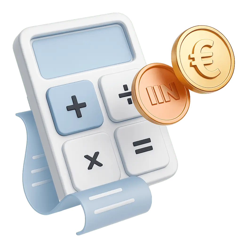 Calcolatore stipendio netto online 2026 con monete euro — calcola RAL, IRPEF e INPS gratis