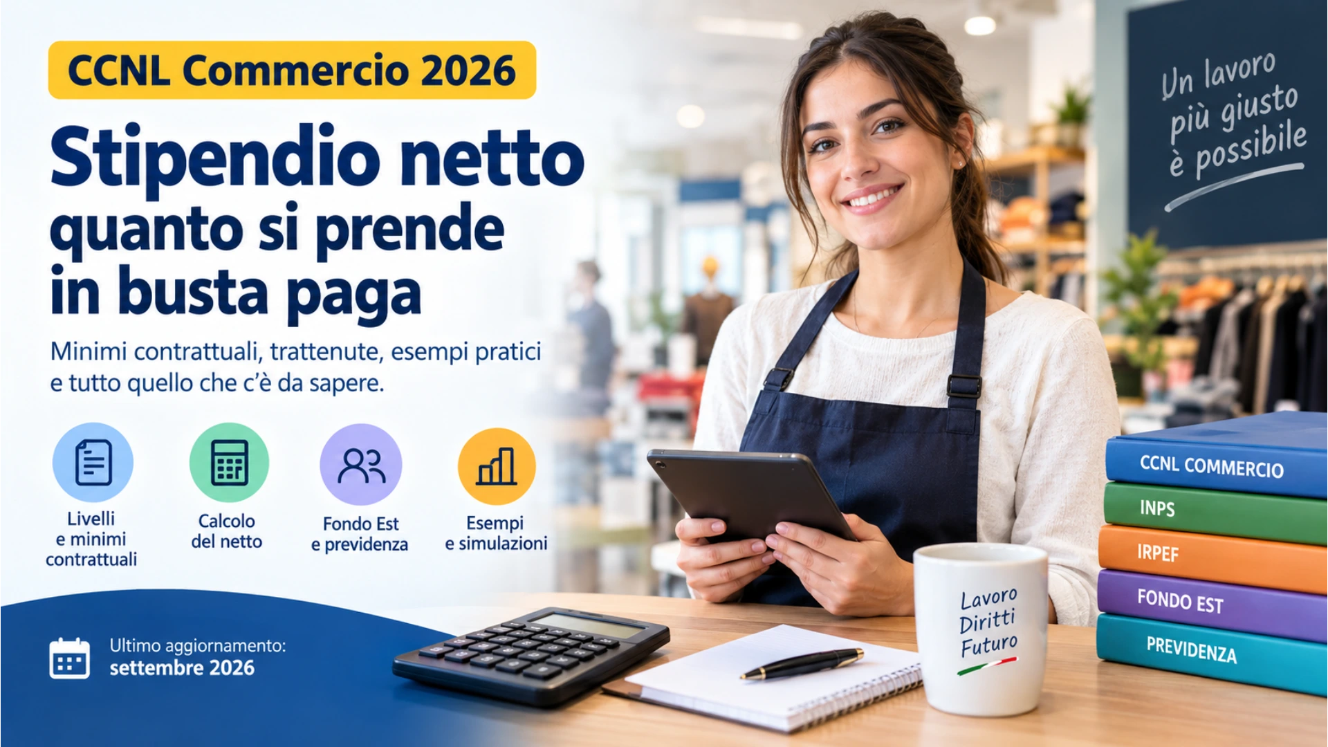 Stipendio netto CCNL Commercio 2026 e calcolo della busta paga
